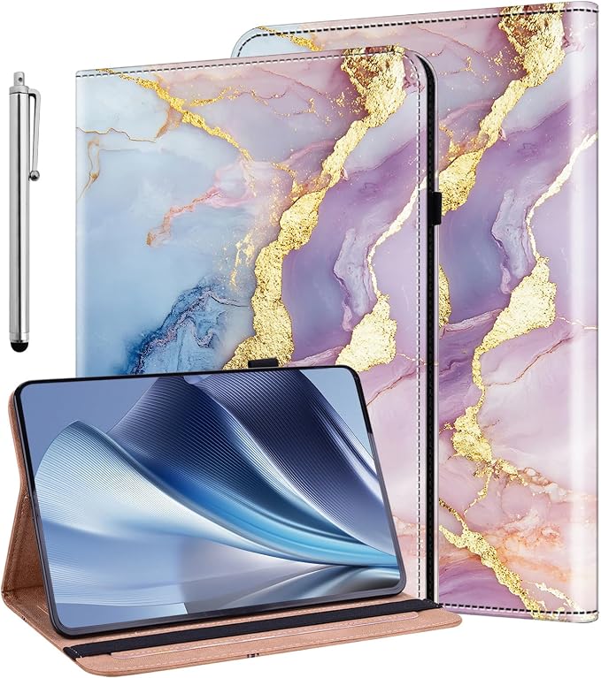 Case for iPad (A16) 11th Generation 11 Inch 2025 iPad 10th Generation 10.9 inch 2022 Auto Wake/Sleep Pencil Holder Flip Wallet Leather Cover Bicolor Marble
