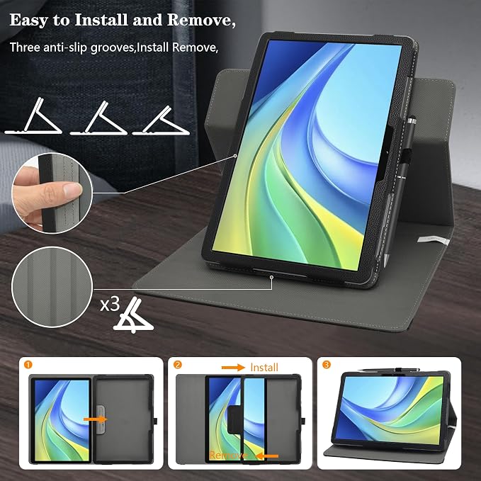 MAMA MOUTH for TCL NXTPAPER 14 Case360 Degree Rotary Stand with Cute Pattern Cover for TCL NXTPAPER 14 14.3 Tablet caseBlack