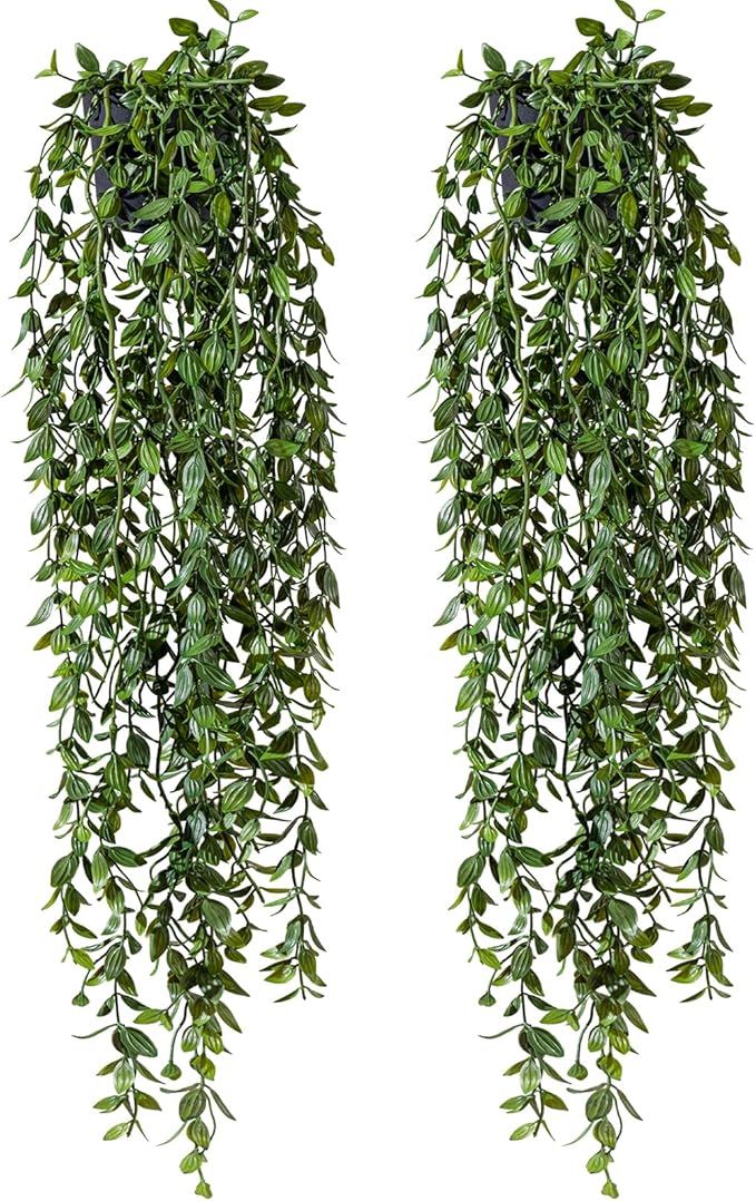 Artificial Hanging Plant 2 Pcs Faux Plant Ivy Vine Faux Eucalyptus Vines Fake Potted Greenery for Wall Living Room Home Shelf Office Bathroom Outdoor Indoor Decor (Type 1)