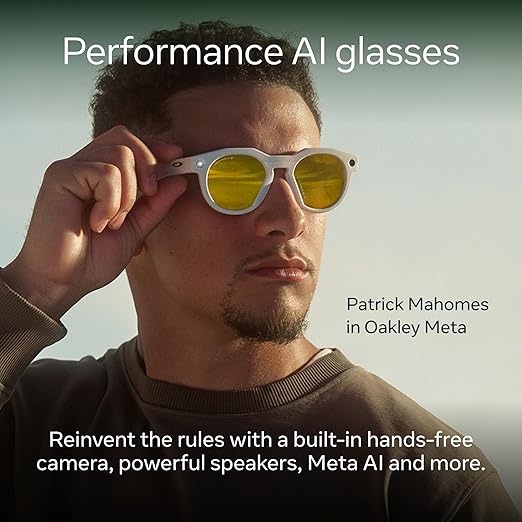 Oakley Meta HSTN, Black | Smart AI Glasses for Men, Women — Performance for Sports, Athletes — Camera, Audio, Video — 8 Hour Battery — 3K HD Resolution — Clear Lenses