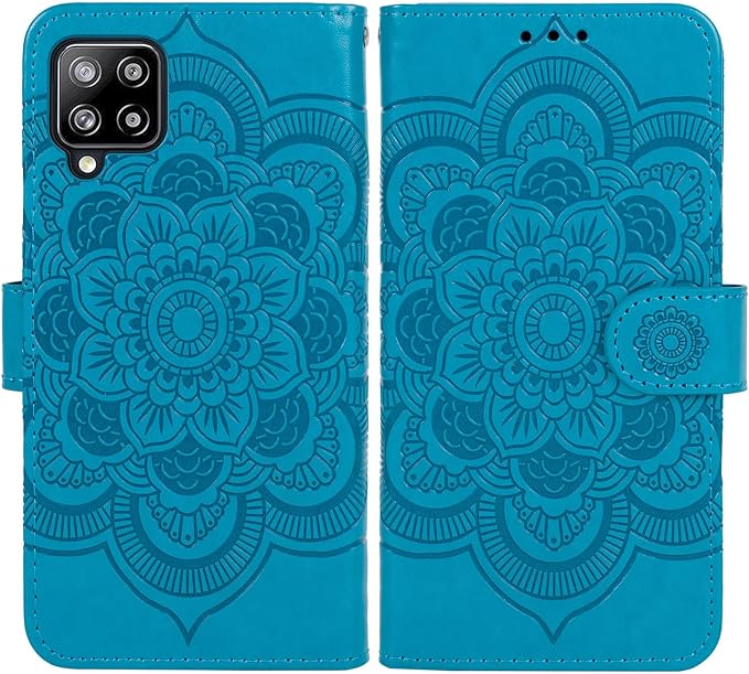 Case for Galaxy A42 5G Case Galaxy M42 5G SM-A426 Wallet Case with Tempered Glass Screen Protector Leather Flip Credit Card Holder Stand Phone Cover Cases for Samsung Galaxy A42 5G Blue