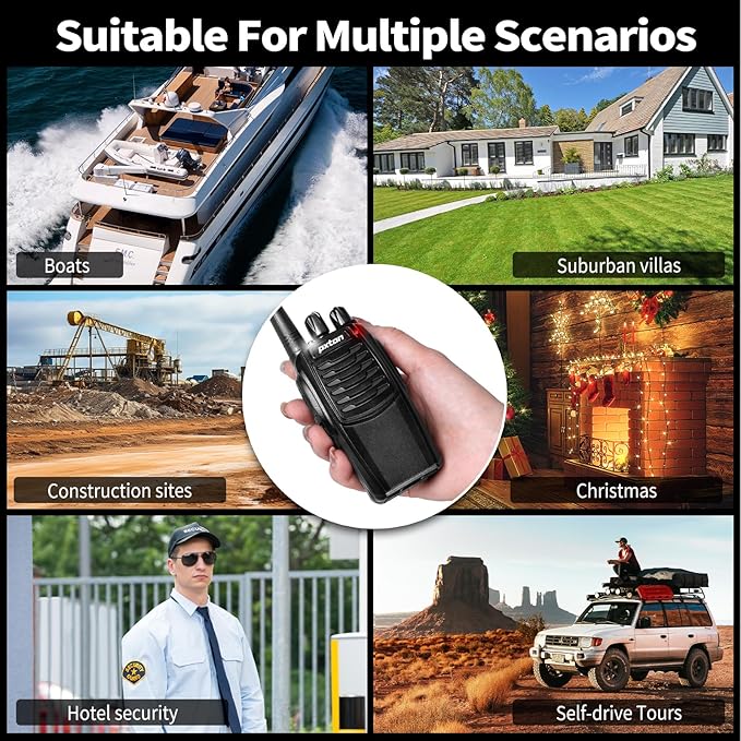 pxton S1 walkie talkies for Adults with earpieces and Rechargeable 1500mAh Li-ion Battery，walkie Talkie has VOX，TOT，Emergency Alarm，Battery Low Alert，Flashlight，Scan Function（2 Pack）