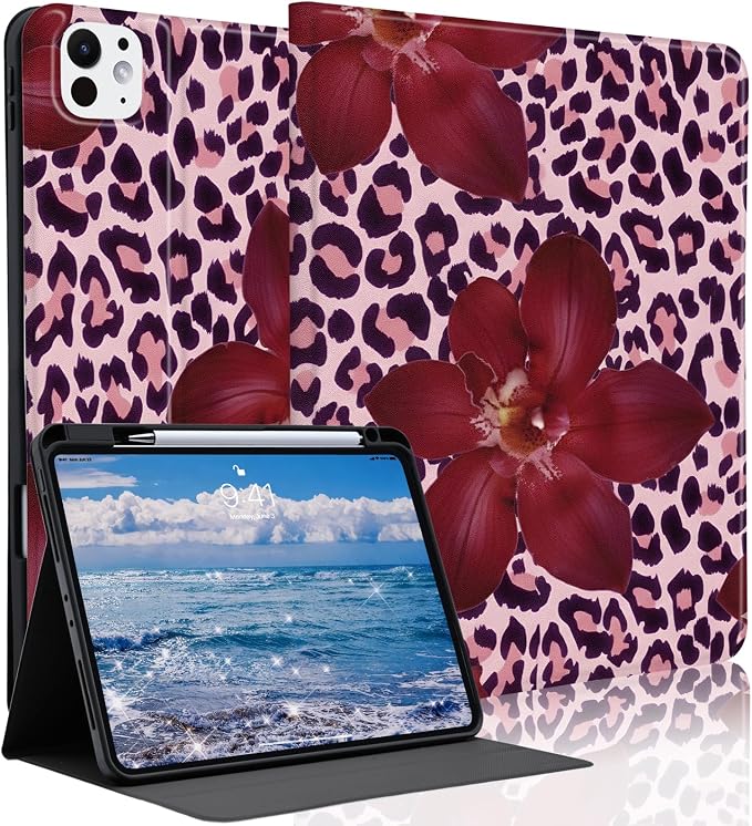 Cute Maple Bear Case for 10.2 iPad 2019/2020/2021(7th/8th/9th Gen) with Pencil Holder Auto Wake/Sleep Leather Soft TPU Back Cover for Women Girls