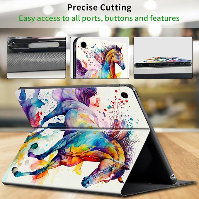 Case for Samsung Galaxy Tab A9 Plus 2023/A11 Plus 2025 11 inch Lightweight Protective PU Leather Smart Stand Cover with Auto Wake Sleep Tablet Case Cover - American Flag &amp Fish