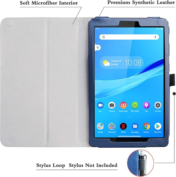 Bige for Lenovo Tab M8 FHD (2nd Gen) CasePU Leather Folio 2-Folding Stand Cover for Lenovo Tab M8 FHD (2nd Gen) TB-8705F 8 Tablet(Only fit Lenovo TB-8705F)Black