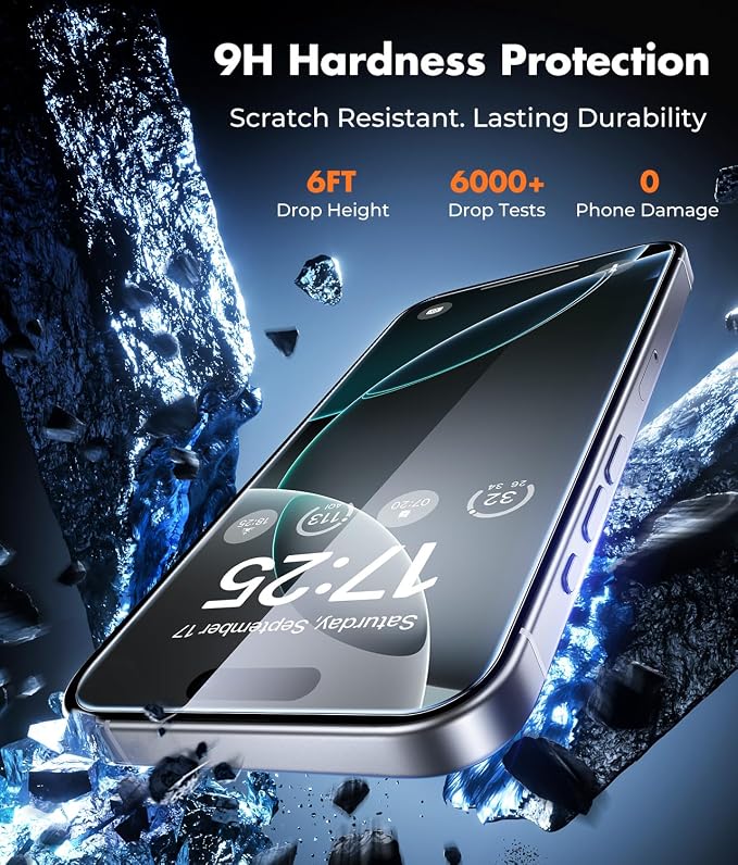 UNBREAKcable iPhone 15 Screen Protector 3-Pack Upgraded Dual-Tempered Glass + 3 Camera Lens Protectors Military-Grade 9H Hardness HD Clarity Anti-Fingerprint Case Friendly 6.1 Inch | Upgraded Du