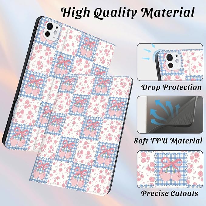 Cute Maple Bear Case for 10.2 iPad 2019/2020/2021(7th/8th/9th Gen) with Pencil Holder Auto Wake/Sleep Leather Soft TPU Back Cover for Women Girls
