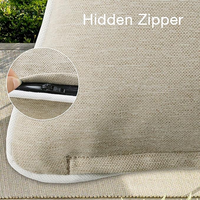 Decorative Outdoor Water Repellent Throw Pillows with Inserts, Set of 4, 20" x12" Pillows for Patio, Backyard, Bed, Couch, and Patio Furniture, Tan