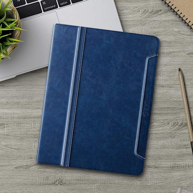 Antbox Case for iPad Pro 12.9'' 6th/5th/4th/3rd Generation Black | Built-in Pencil Holder Auto Sleep/Wake Function PU Leather