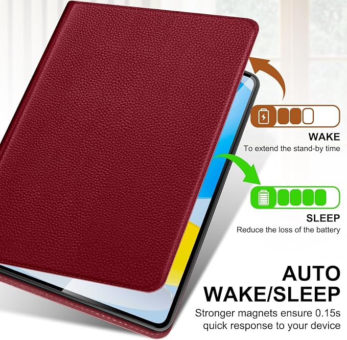 Genuine Leather Case for iPad 11th Gen 11(2025/A16)/10th Gen 10.9 | Slim Protective Cover with Adjustable Stand Auto Wake/Sleep Premium Leather Black