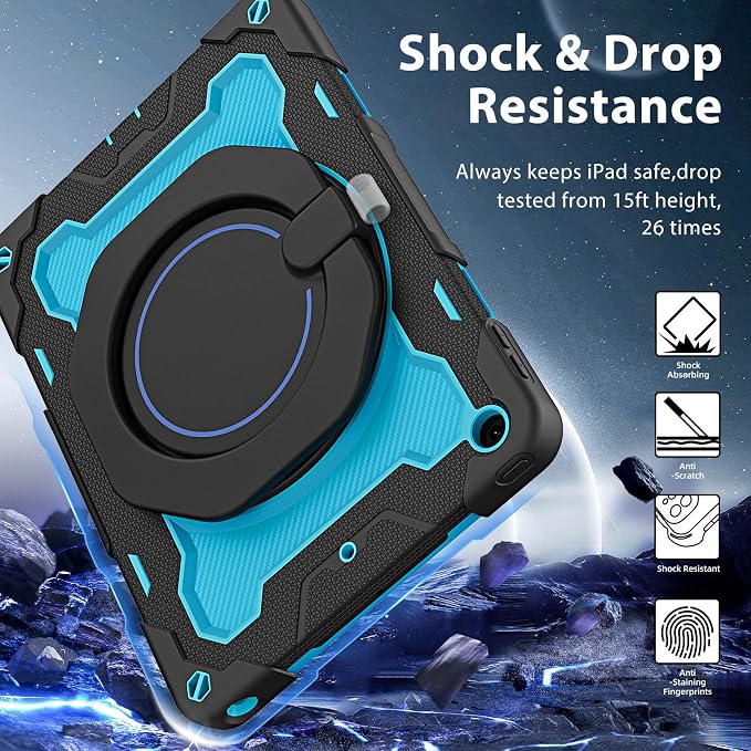 for iPad 9th 8th 7th Generation Case(iPad 10.2 inch) for Kids | 15ft Drop Protection Rugged with 360 Kickstand Handle Shoulder Strap，HD Screen Protector，Shockproof (2021/2020/2019 Release)