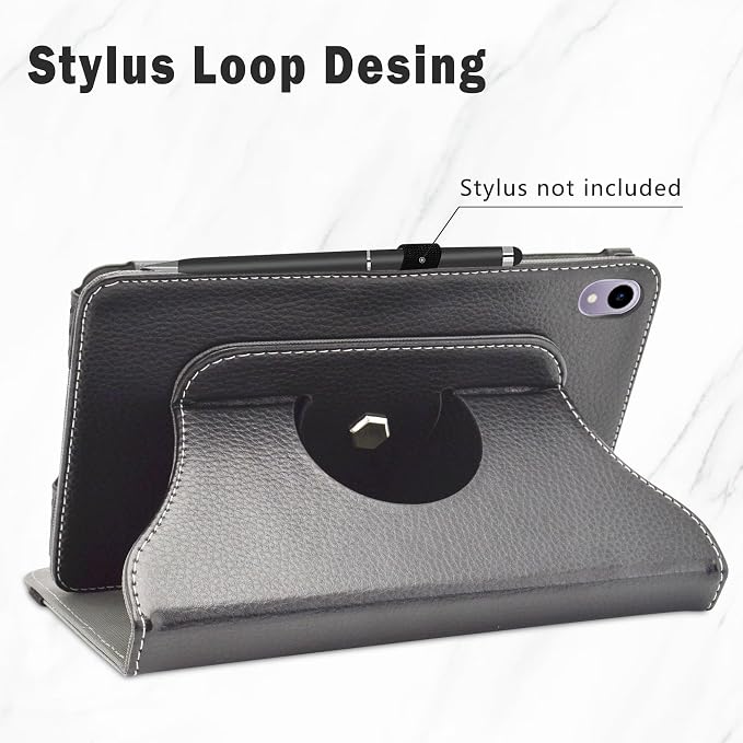 LiuShan Compatible with Onn 8 Gen 4 360 Degree Rotation Stand PU Cover for 8 Inch 2024 Model:100135923 Tablet Black