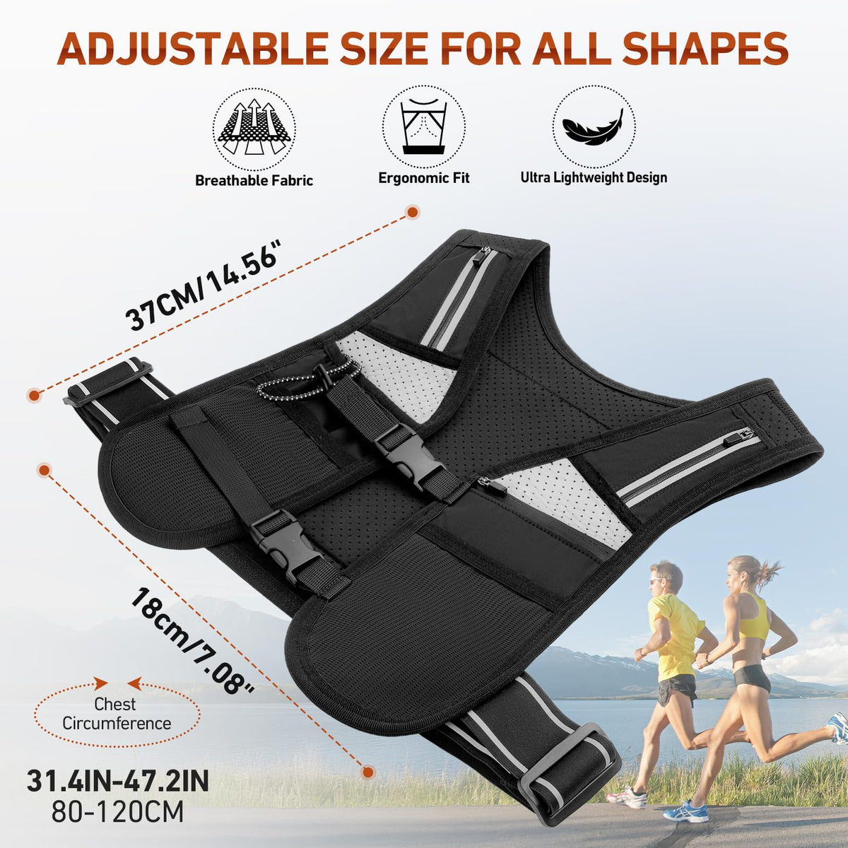 HUANLANG Running Vest for Women Men,Lightweight Hydration Runners Vest Breathable Reflective Hydration Pack for Marathon Hiking Running Trail