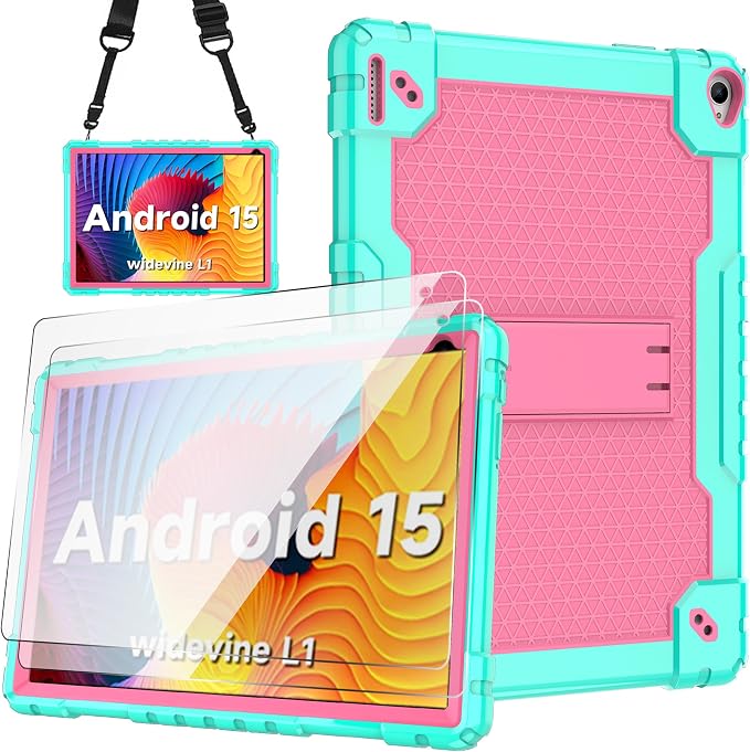 for YQSAVIOR Tab CP10 10.1 CaseHeavy Duty Shockproof with Shoulder Strap Kickstand Hybrid Kids Friendly Cover for Coopers Model CP10 10.1 inch Tablet (Black)