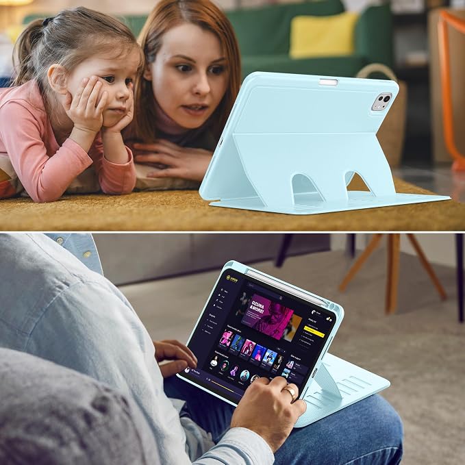 VIKESI Case for iPad Pro 11 inch (M5/M4) 2025/2024Multiple Angles Magnetic Stand CoverShockproof BackPencil Holderand Auto Sleep/WakeBlack