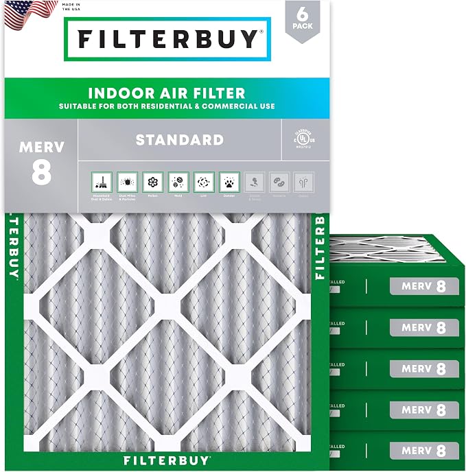 Filterbuy 30x32x2 Air Filter MERV 8 Essential Dust & Allergy Defense,