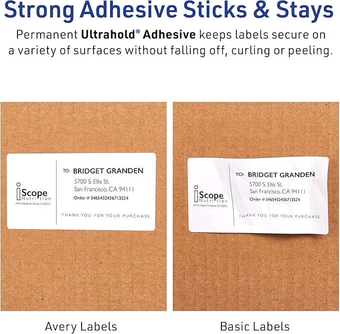 Avery Waterproof Labels with UltraHold Permanent Adhesive,2" x 4",500 Labels for Laser Printers (5523),(Pack of 5)