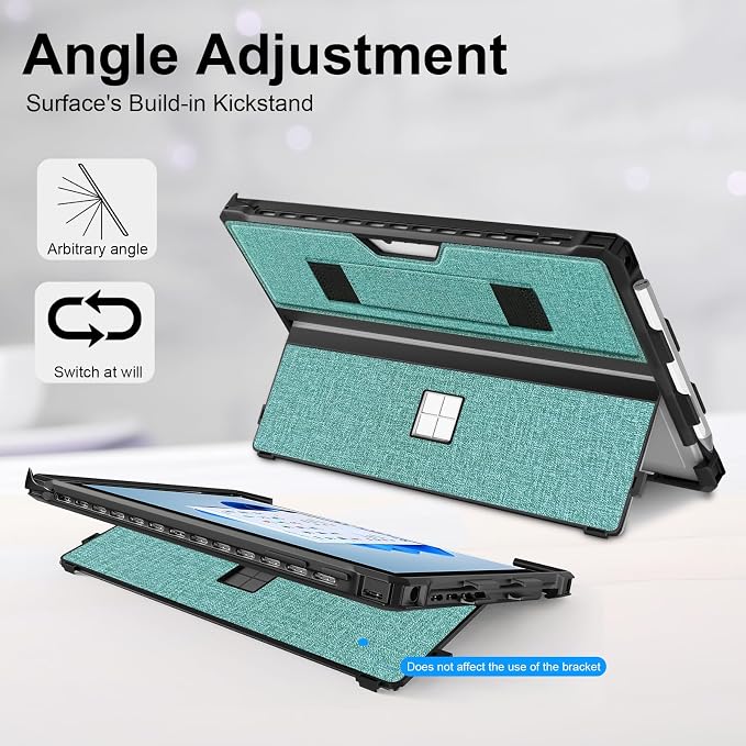 Case for 12.3 Microsoft Surface Pro 7+/7/6/5/4 Protective Rugged Cover Case with Surface Pen Holder and Hand Strap Compatible with Surface Pro Type Cover Keyboard (Black)