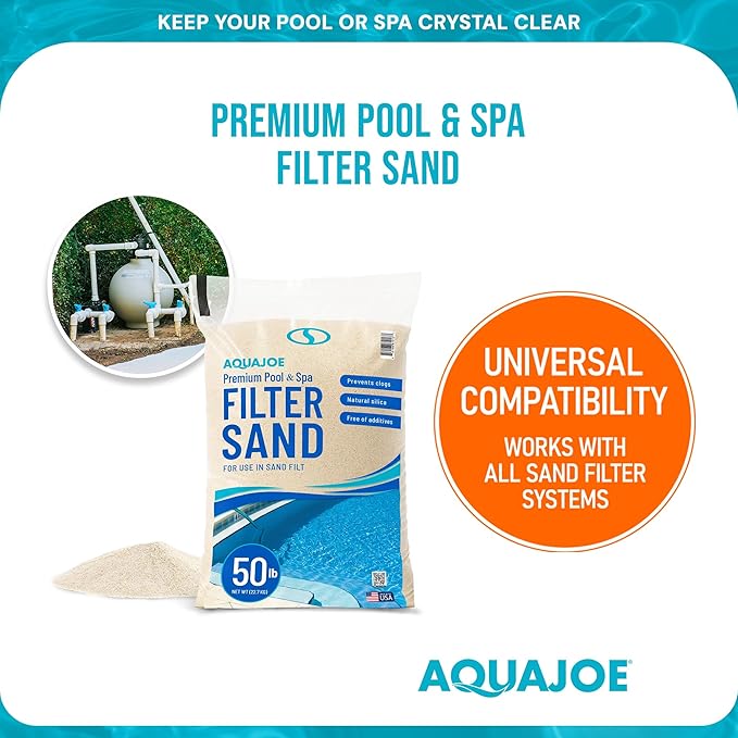 Aqua Joe Premium Pool and Spa Filter Sand, Natural Silica, 50 Lb Bag