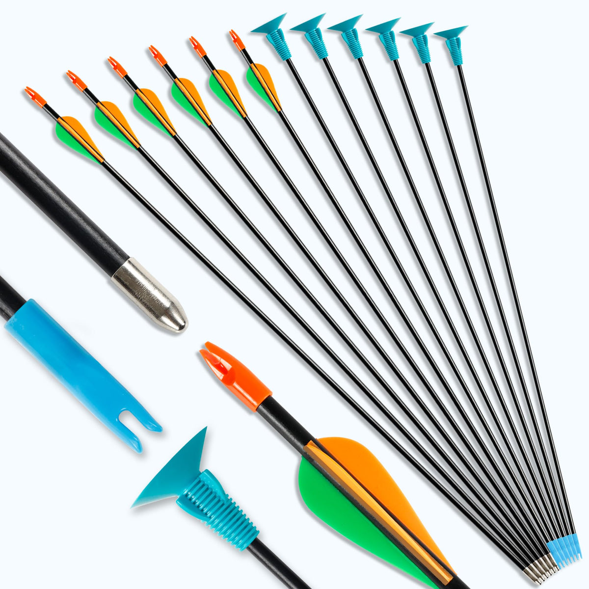 SERfawnCH 15lbs Recurve Bow and Arrow Set for Beginners, Left & Right Handed Youth Archery Kit with 12 Arrows & 6 Targets, Outdoor Practice Bow (Blue)