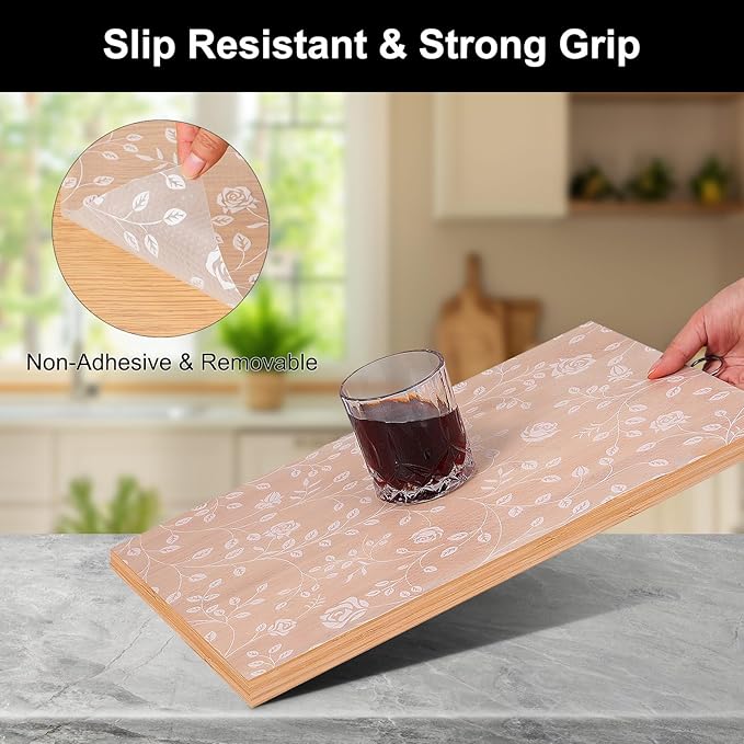 Cooyes Shelf Liner – Premium Non-Adhesive Cabinet & Drawer Liner for Kitchen – Waterproof Shelf Paper with Modern Pattern – Durable EVA Cabinet Mat – Easy to Cut （24" W x 360" L）