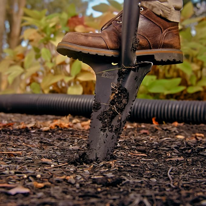 Root Slayer RS233-001, Perennial Shovel Serrated Shovel Spade, Black