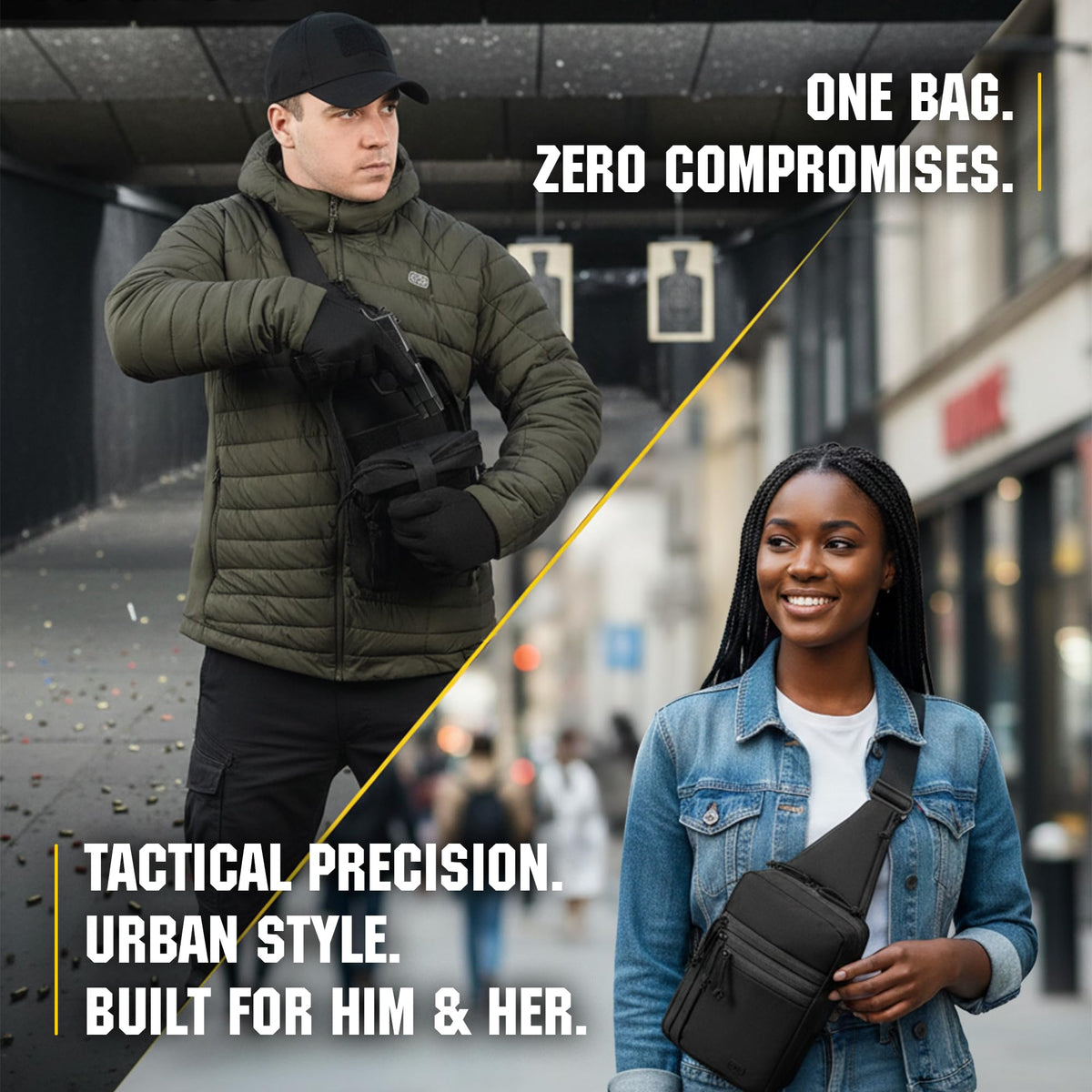 M-Tac CCW Sling Bag for Men & Women - EDC Shoulder Bag Tactical - Crossbody Concealed Carry Bag - Mens Chest Pack (Olive Loop Panel)