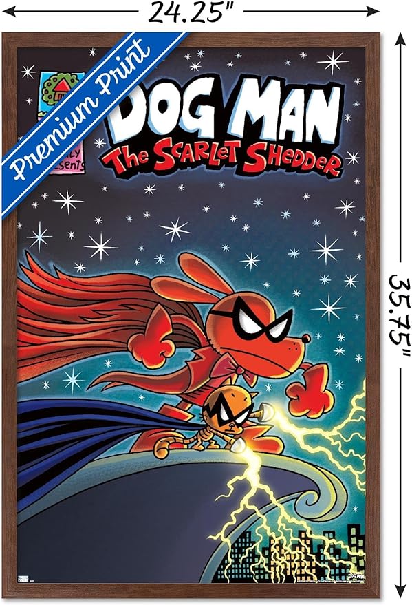 Dog Man - The Scarlet Shedder Wall Poster, 34L" x 22.4W", Mahogany Framed Version