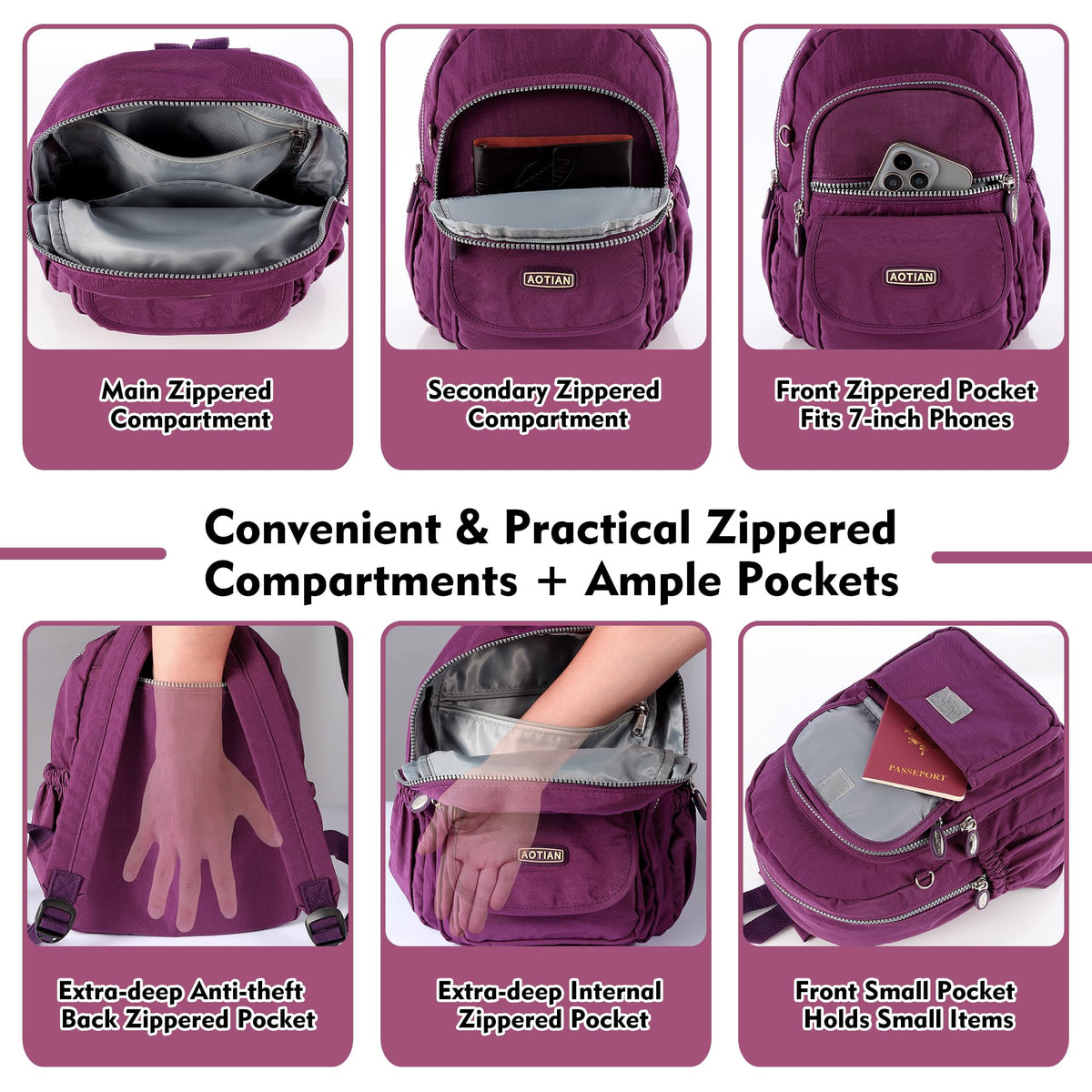 AOTIAN Mini Women Backpacks Casual Lightweight Small Daypack for Girls