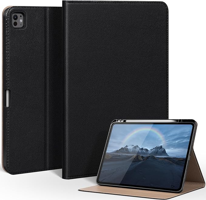 Case for iPad mini 7 (A17) ProiPad mini 7th/6th Gen (2024/2021) | Microfiber Leather Folio Cover with Adjustable Multi-angle StandAuto Sleep/WakeShockproof Protection CaseBlack