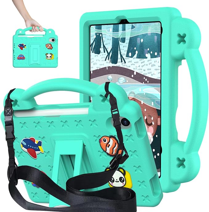 YRH for iPad mini A17 Pro Case 2024/iPad Mini 6 Kids Case 2021EVA Shockproof Cover for iPad mini 7th/6th Generation 8.3-inch with Stand Handle Strap Green