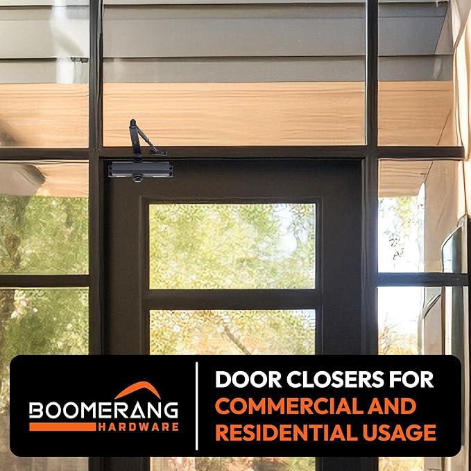 Boomerang Medium Duty Automatic Commercial Door Closer - D703 Hydraulic UL 3 hr. Fire Rated Closer, Surface-Mounted Size 3 for Home & Light Commercial Doors, Matte Black (US19)