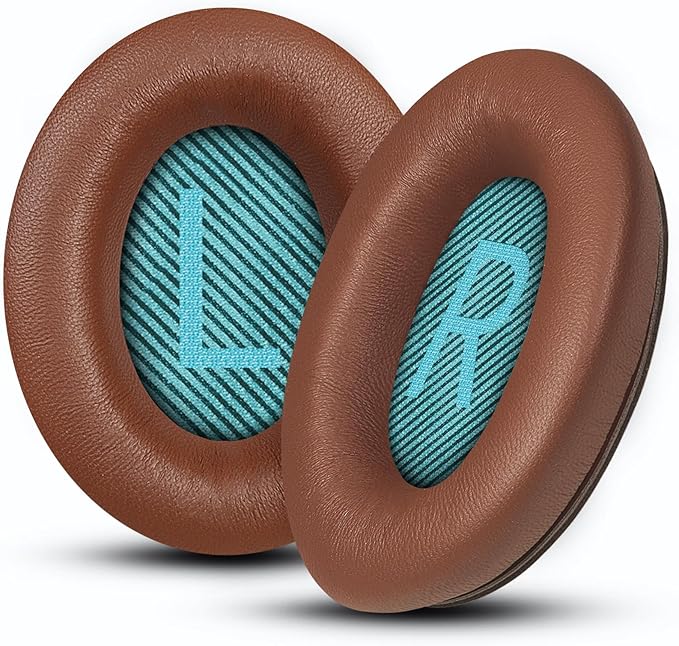 Headphones Replacement Ear Pads, Sheepskin Ear Cushions for Bose AE2/QuietComfort 15/QC25 Improved Durability, Ear Pads Cushions with High-Density Foam, Thickness and Sound Isolation - Brown