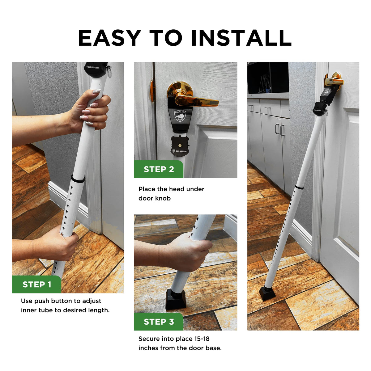Adjustable Sliding Door Security Bar, Door Jammer 2-in-1 Adjustable Door Knob and Sliding Patio Door Stoppers Security with Alarm, 40 Different Adjustments by Guard Dog Security