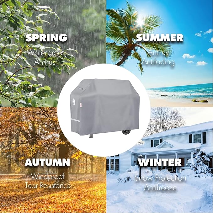 Turtle Life BBQ Grill Cover, 72 Inch Heavy Duty Waterproof 4-6 Burner Barbecue Gas Grill Covers for Weber Genesis Char-Broil Brinkmann, Gray