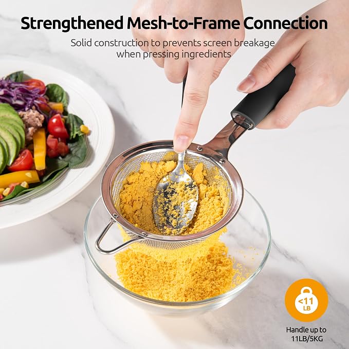 U-Taste Small Fine Mesh Strainer: 18/8 Stainless Steel 3.35in 30 Mesh Kitchen