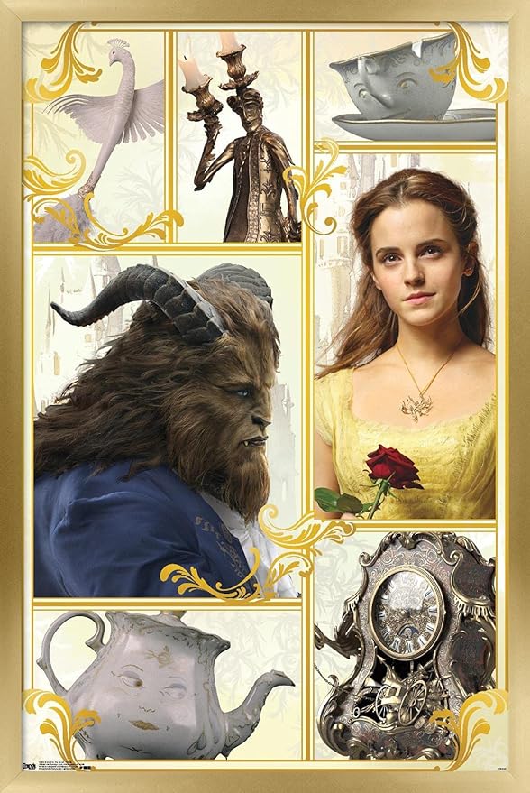 Trends International Disney Beauty And The Beast - Group Wall Poster, 14.725" x 22.375", Gold Framed Version