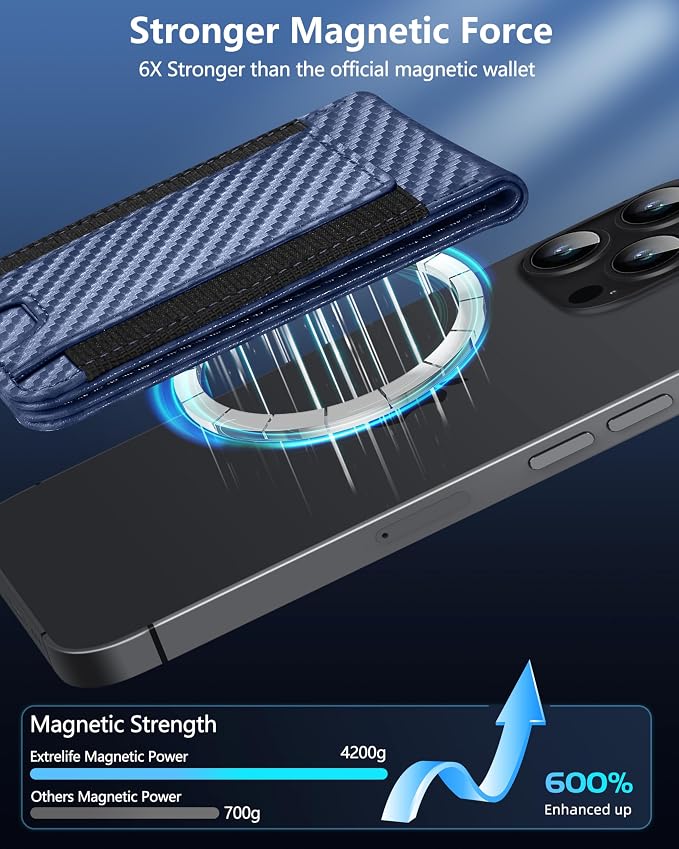 ExtreLife 2-in-1 Magsafe Wallet Adjustable Stand Open ID Window Magnetic Wallet for iPhone 17/16/15/14 Pro Max/14 Pro/14 Plus/13/12 Series 9 Cards Holder Vegan Leather Black