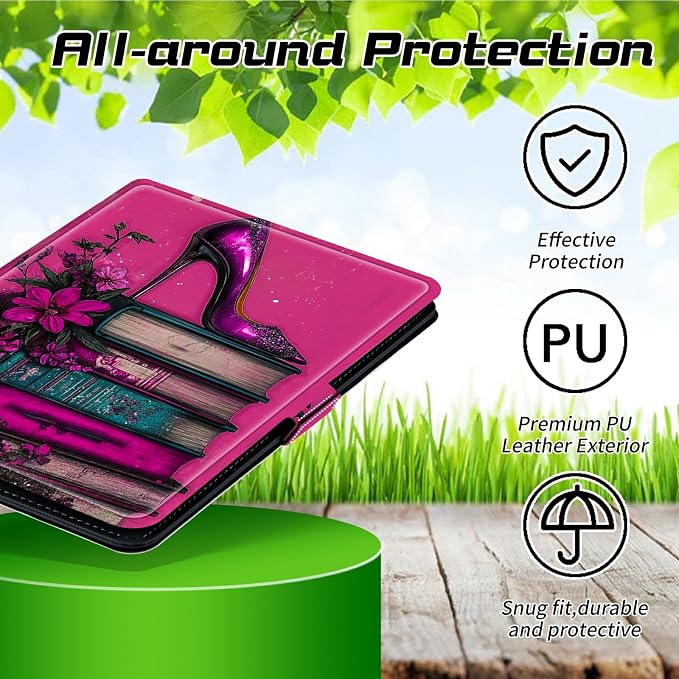 for Walmart Onn 10.1 2024 Onn 10.1 Gen 4 Universal Tablet Case 360 Degree Rotating Kickstand Protective Stand Case with Multiple Viewing PU Leather Shell Case Black Book Cat