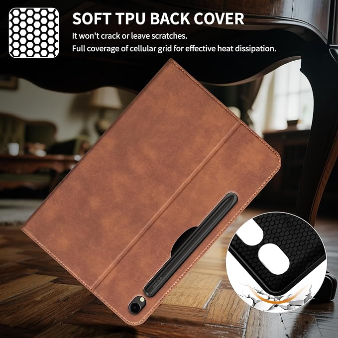 Case for Samsung Galaxy Tab S10 Lite/S10 FE/S9 FE/S9 10.9/11 | Microfiber Leather Protective Cover with S Pen HolderSmart Folio Auto Sleep/WakeAdjustable StandShockproofSlimBlack