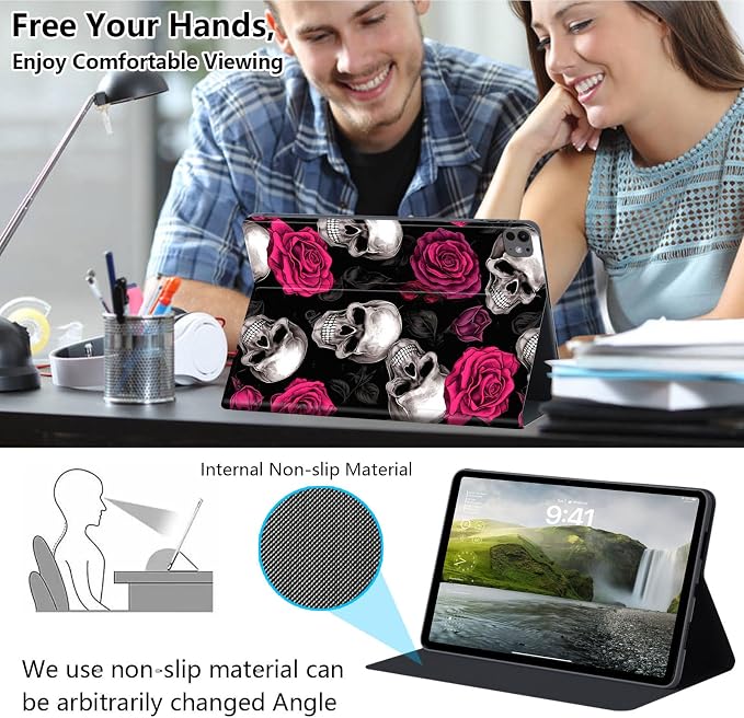 Case for iPad Air 11-inch (M4 2026 / M3 2025 / M2 2024) iPad Air 5th/4th Gen (2022/2020) 10.9 Slim PU Leather Folio Stand &amp Auto Sleep/Wake Protective Smart Cover Tree Fluorescent