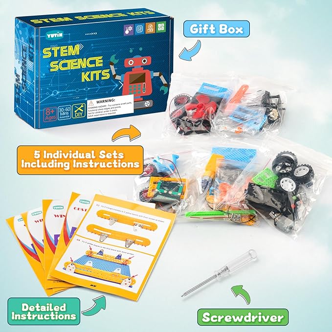 STEM Kits for Kids Age 8-10, STEM Toys Crafts for Boys Ages 8-12 8-13, Science Robot Building Kit 6-8 9-12, Engineering Experiments Projects for 8 9 10 12-14 Year Old Boys Girls Birthday Gift