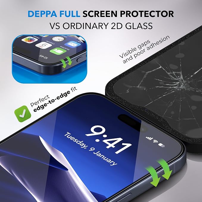 Deppa | 2-Pack | Screen Protector for iPhone 16 Pro Max (6.9) with Smart Installation Tray | Dust &amp Bubble-Free | 9H Tempered Glass | Full Coverage | Easy Install