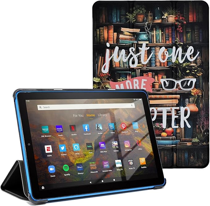Case for Amazon Fire HD 10 Tablet (7th and 9th Generation 2017 and 2019 Release) Lightweight PU Leather Stand Cover with Auto Wake/Sleep Book and Flowers