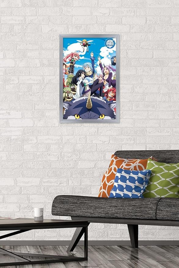 Trends International That Time I Got Reincarnated As A Slime - Group Wall Poster, 14.725" x 22.375", Silver Framed Version