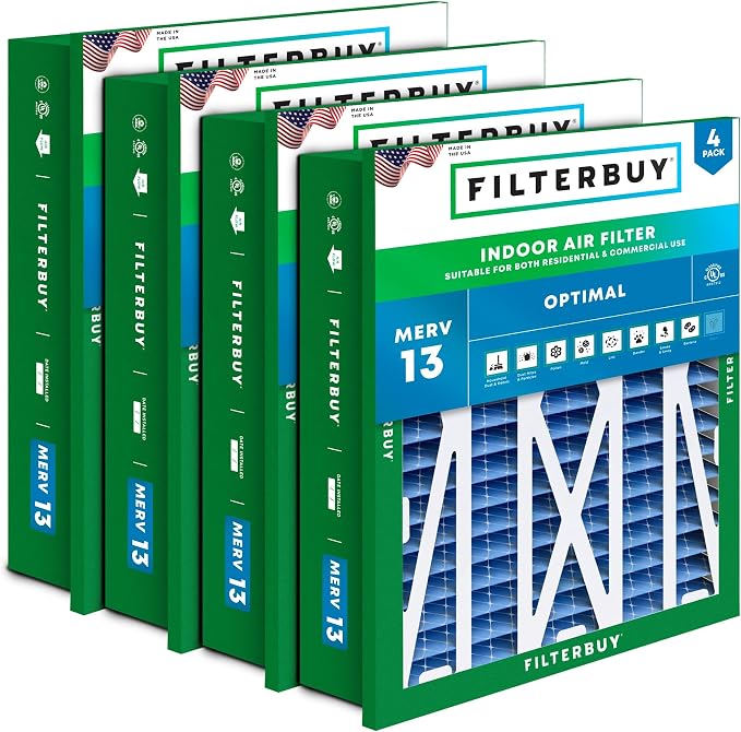 Filterbuy 20x20x5 Air Filter MERV 13 Optimal Smoke & Allergy Defense,