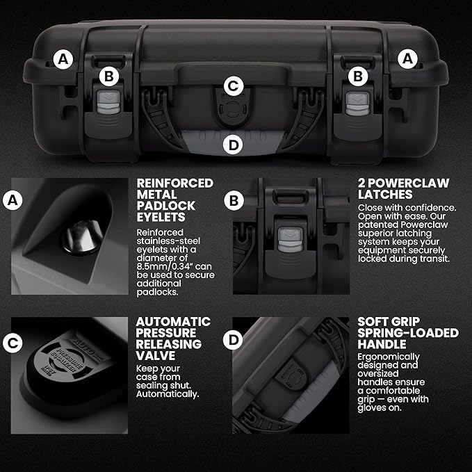 NANUK 910 Hard Case with Customizable Cubed Foam, IP67 Waterproof, Dustproof and Impact Resistant, 14.3” x 11.1” x 4.7”, Rugged Construction for Ultimate Protection, Made in Canada – Black