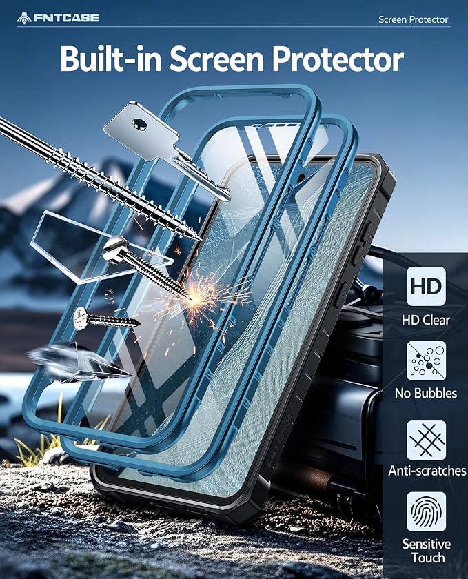 FNTCASE for 11 Pro XL Case Rugged Kickstand 2 Front Frames Black | Built-in Screen Protector 20FT Military-Grade Drop Protection Rugged Heavy Duty Shockproof Full Body Protective Cover