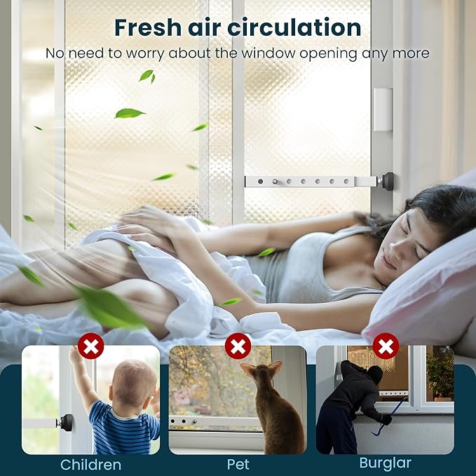 Gadgetzan 1 Pack Window Security Bars Adjustable 11"-18",Portable Short Sliding Window Lock Bar for Child Safety/Anti-Theft,Window safety lock with Rubber Base for Vertical and Horizontal Window-White