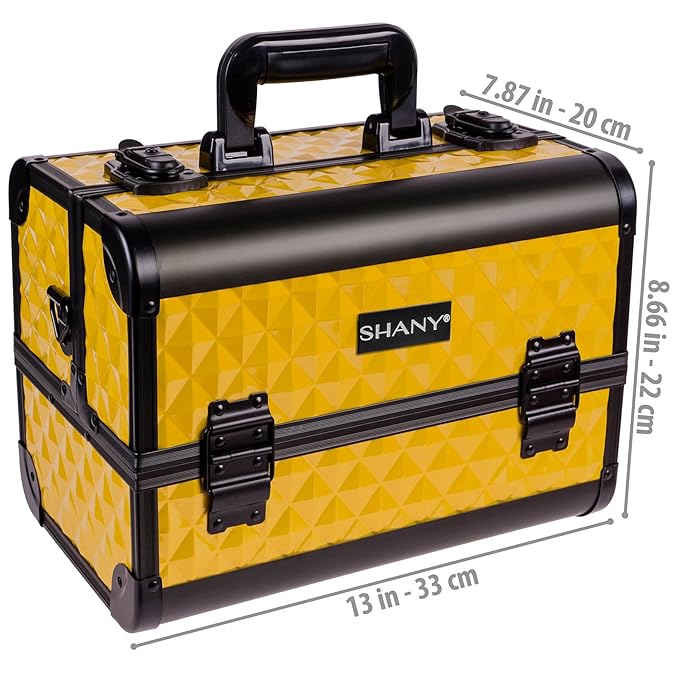 SHANY Premier Fantasy Professional Makeup Train Case Cosmetic Box Portable Makeup Case Organizer Jewelry storage with Locks, 3 Trays, Makeup Brush Holder and Cosmetics Mirror - NY Taxi